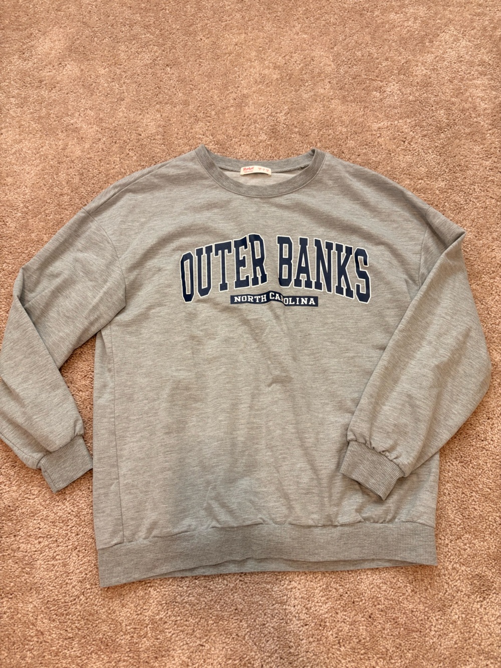 ROMWE Gray Crewneck Sweatshirt with Navy 'Outer Banks' Graphic